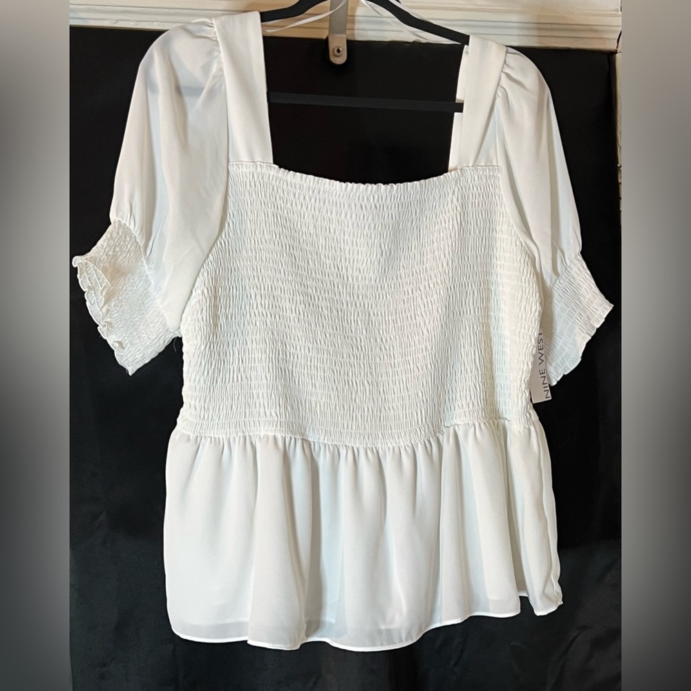 NWT white ribbed shirt Nine West - Picture 2 of 6